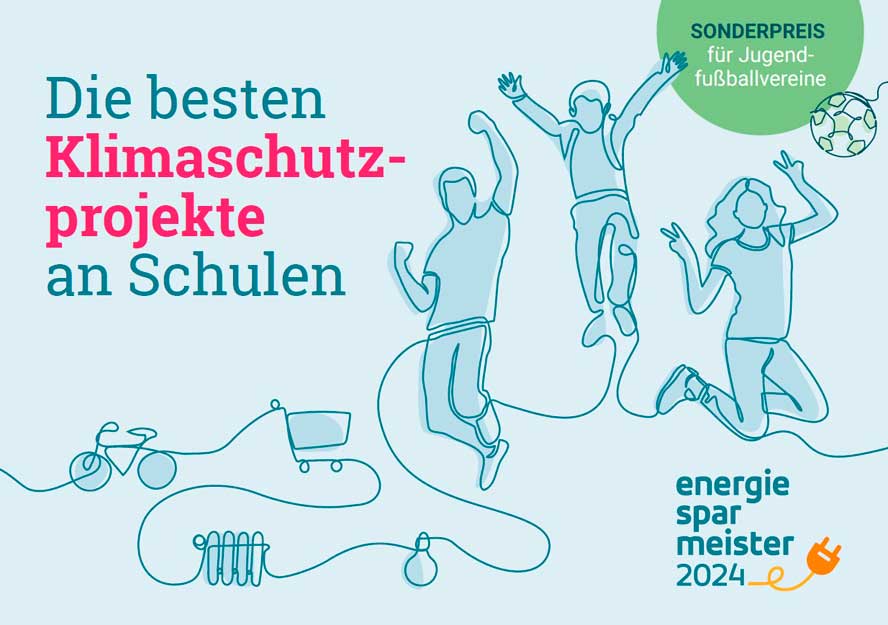 Titelseite der Broschüre Energiesparmeister 2024 - Die besten Klimaschutzprojekte an Schulen