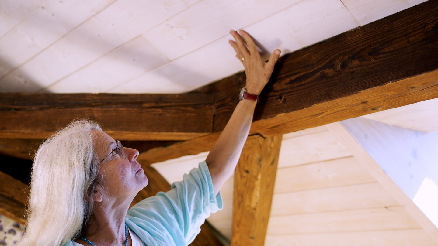 Cornelia streift über die neue Dachdecke