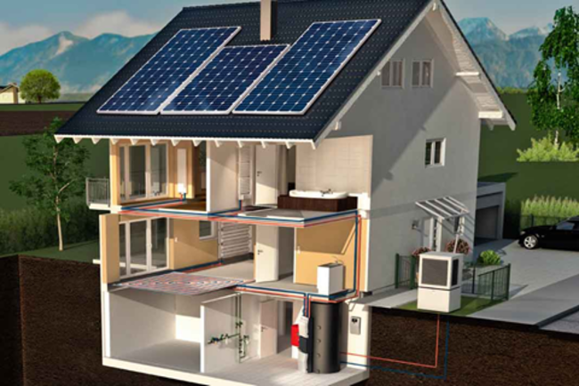 Effizienzhaus mit Energiekonzept, Photovoltaik und Wärmepumpe